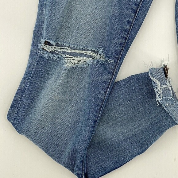 Madewell Size 28T Distressed 9” High Rise Skinny Raw Hem Blue Jeans - Picture 7 of 14